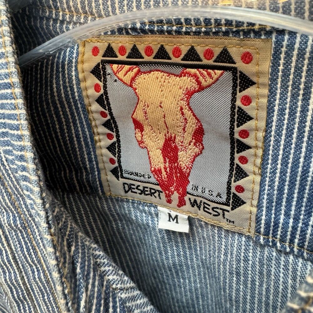 Desert West Vintage Western Button Up Shirt Medium Boot Pinstripe Made In USA - Picture 4 of 10